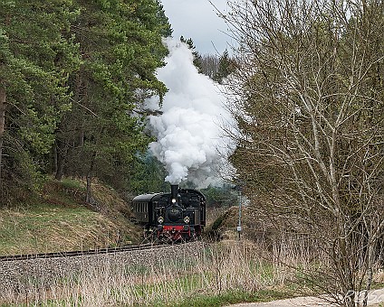 Dampflok T3 930 und Lok 20 zwischen Engstingen und Trochtelfingen am 17.04.2017